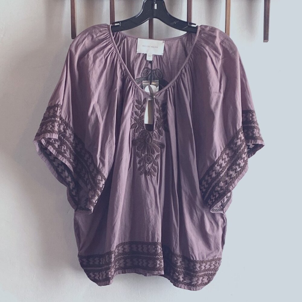 Brochu Walker White Cotton Embroidered Blouse